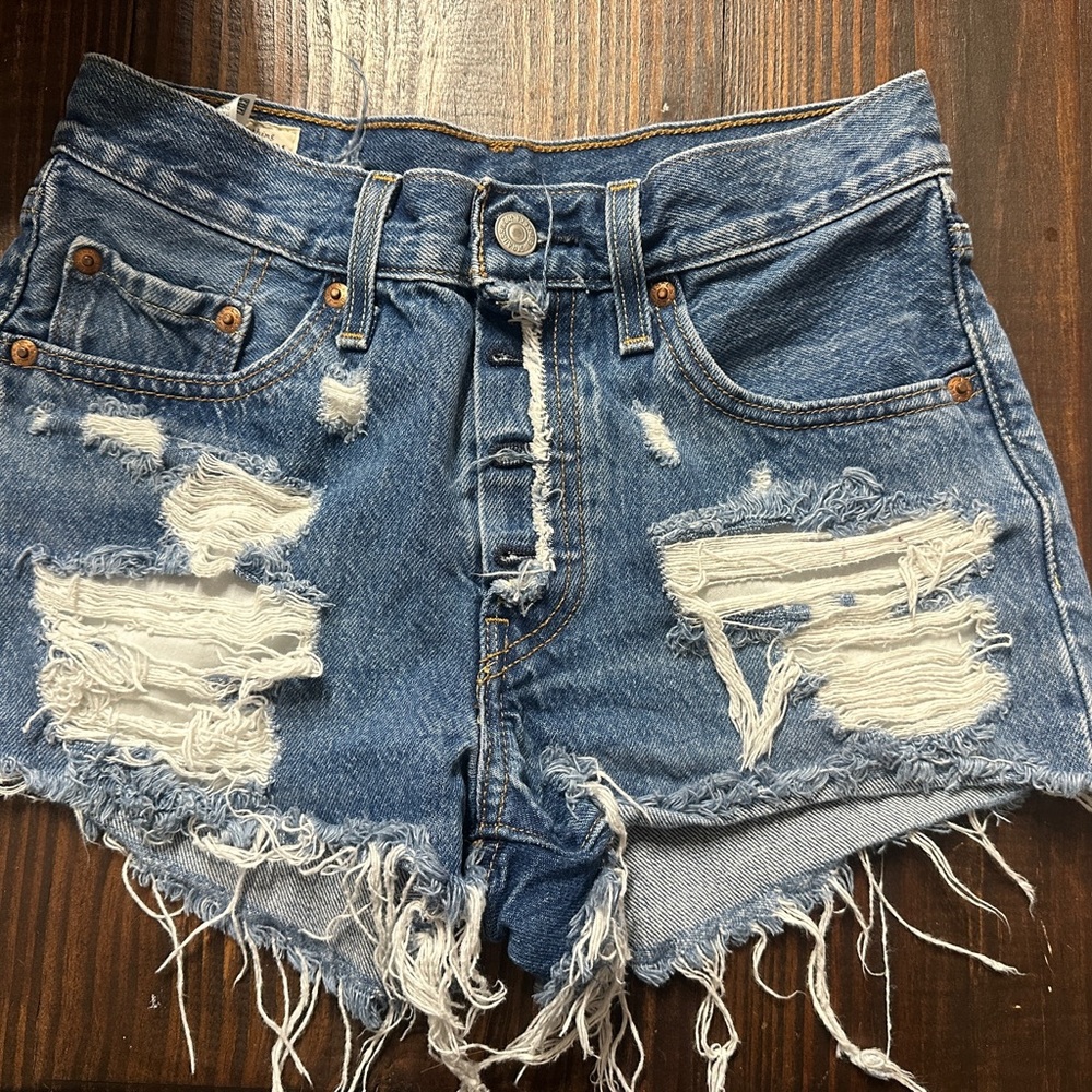 Levi's Ripped Blue Jean Shorts